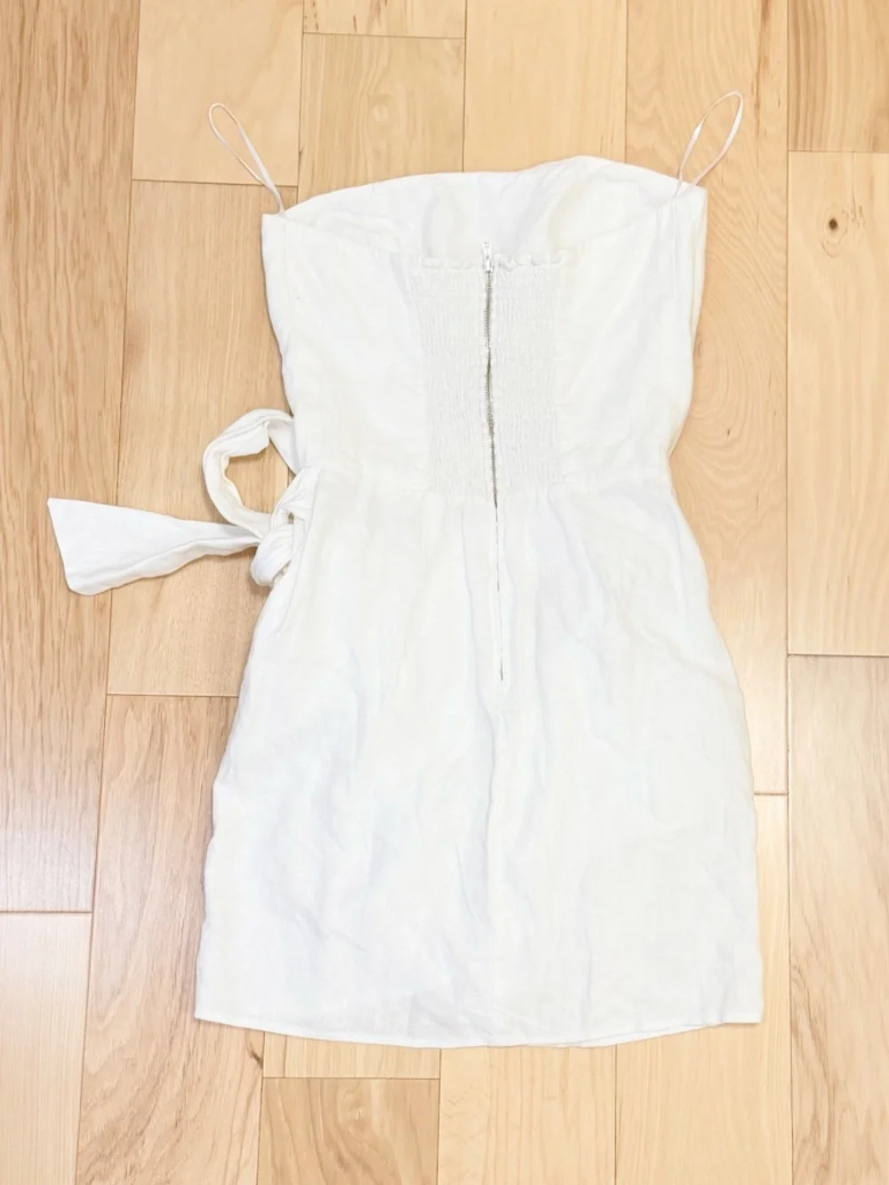 Reformation Women’s Turnip Strapless Wrap Linen Mini Dress - Picture 3 of 5